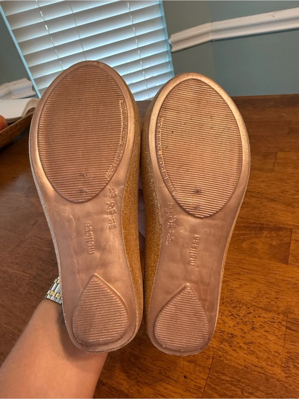 Mini Melissa Ultragirl Basic Girls Gold Glitter Jelly Ballet Flats Size 13